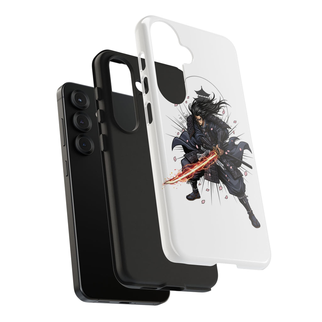 Manga Samurai Flip Phone Case | Anime Katana Warrior Art, Wallet Cover Card Slots, Japanese Shonen Style Folio, Gift for Anime Fans