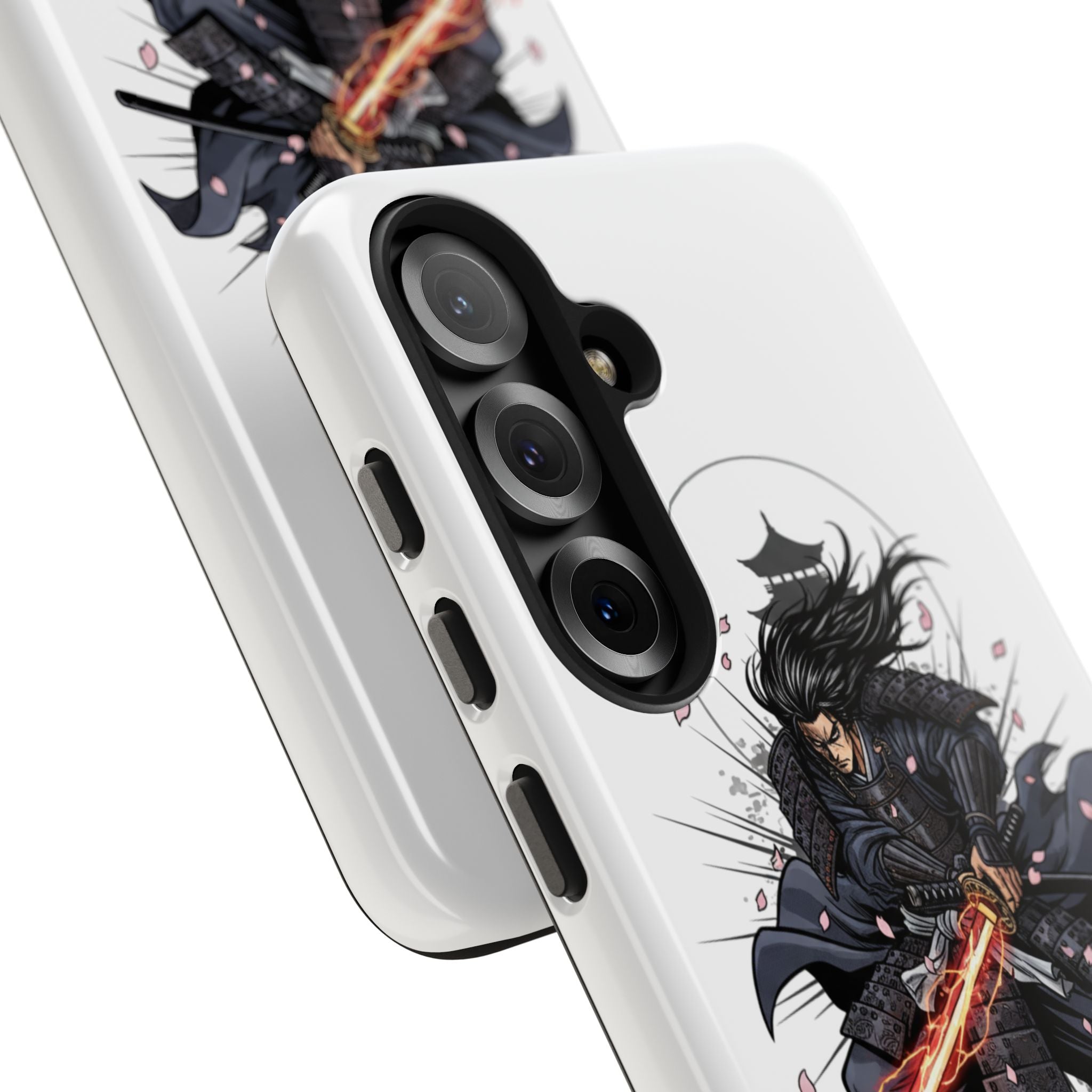 Manga Samurai Flip Phone Case | Anime Katana Warrior Art, Wallet Cover Card Slots, Japanese Shonen Style Folio, Gift for Anime Fans