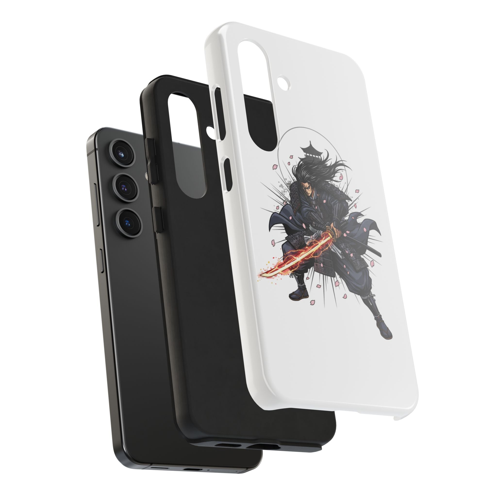 Manga Samurai Flip Phone Case | Anime Katana Warrior Art, Wallet Cover Card Slots, Japanese Shonen Style Folio, Gift for Anime Fans