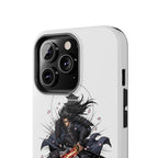 Manga Samurai Flip Phone Case | Anime Katana Warrior Art, Wallet Cover Card Slots, Japanese Shonen Style Folio, Gift for Anime Fans