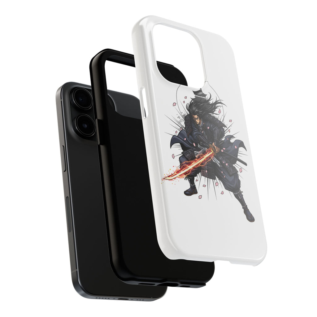 Manga Samurai Flip Phone Case | Anime Katana Warrior Art, Wallet Cover Card Slots, Japanese Shonen Style Folio, Gift for Anime Fans