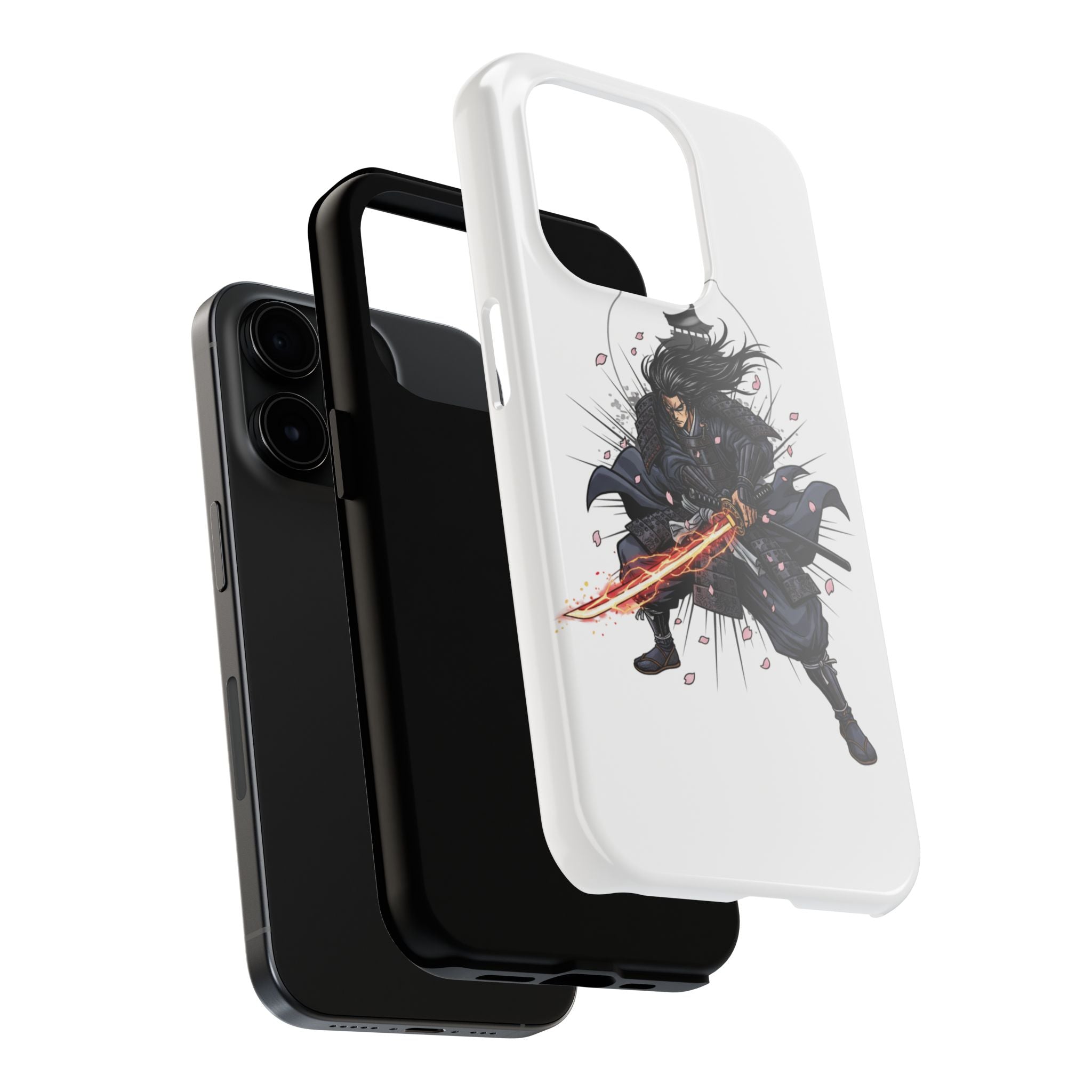 Manga Samurai Flip Phone Case | Anime Katana Warrior Art, Wallet Cover Card Slots, Japanese Shonen Style Folio, Gift for Anime Fans