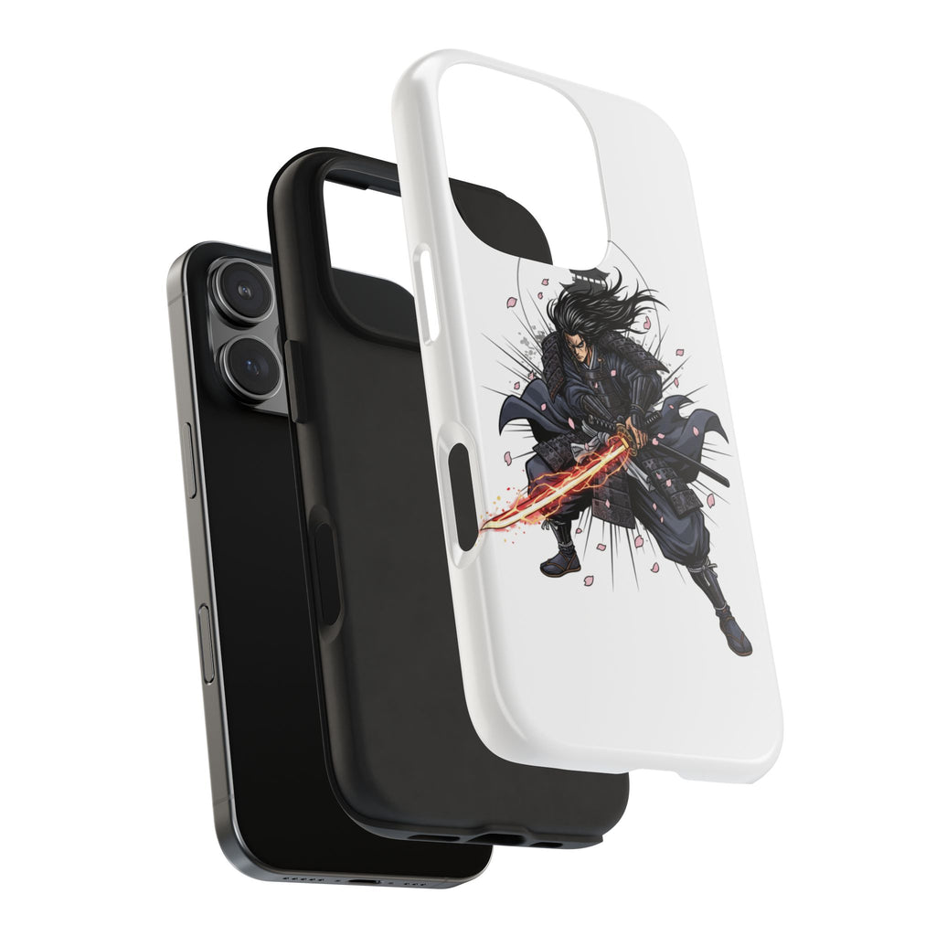 Manga Samurai Flip Phone Case | Anime Katana Warrior Art, Wallet Cover Card Slots, Japanese Shonen Style Folio, Gift for Anime Fans