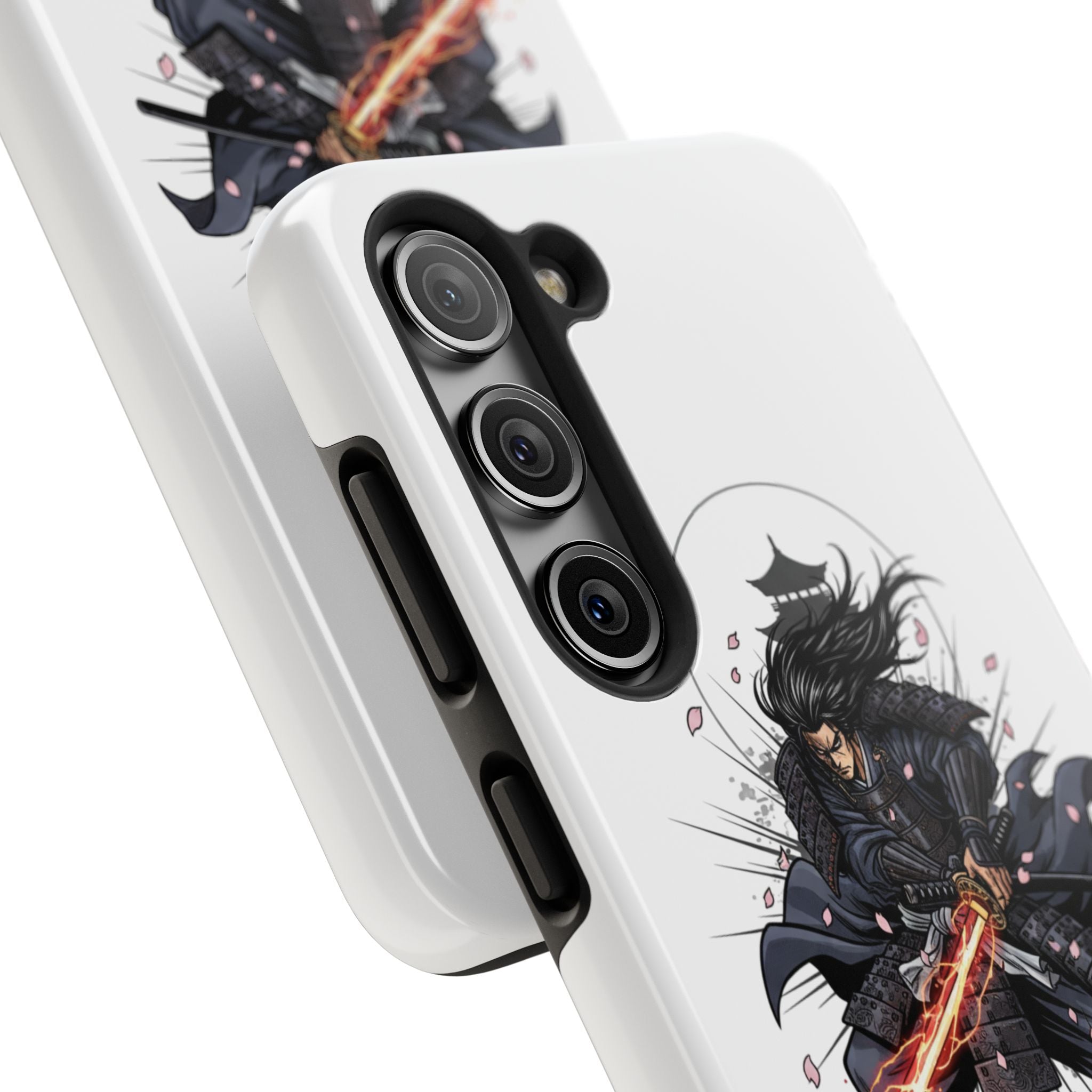 Manga Samurai Flip Phone Case | Anime Katana Warrior Art, Wallet Cover Card Slots, Japanese Shonen Style Folio, Gift for Anime Fans