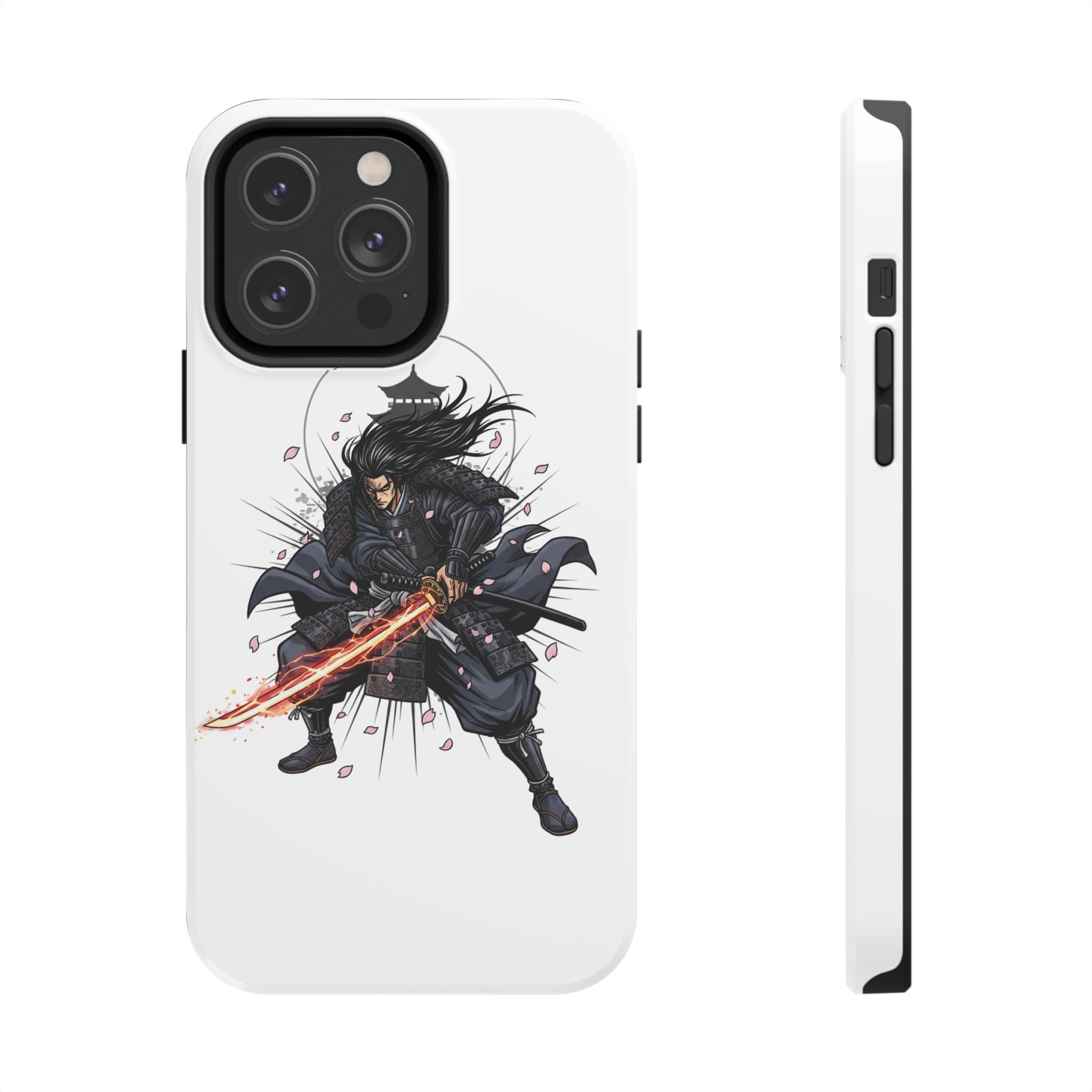 Manga Samurai Flip Phone Case | Anime Katana Warrior Art, Wallet Cover Card Slots, Japanese Shonen Style Folio, Gift for Anime Fans