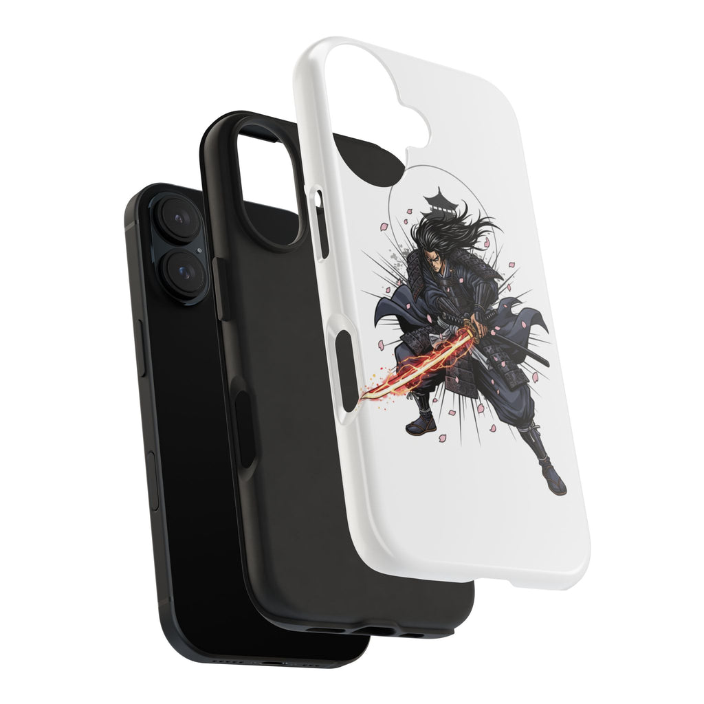 Manga Samurai Flip Phone Case | Anime Katana Warrior Art, Wallet Cover Card Slots, Japanese Shonen Style Folio, Gift for Anime Fans