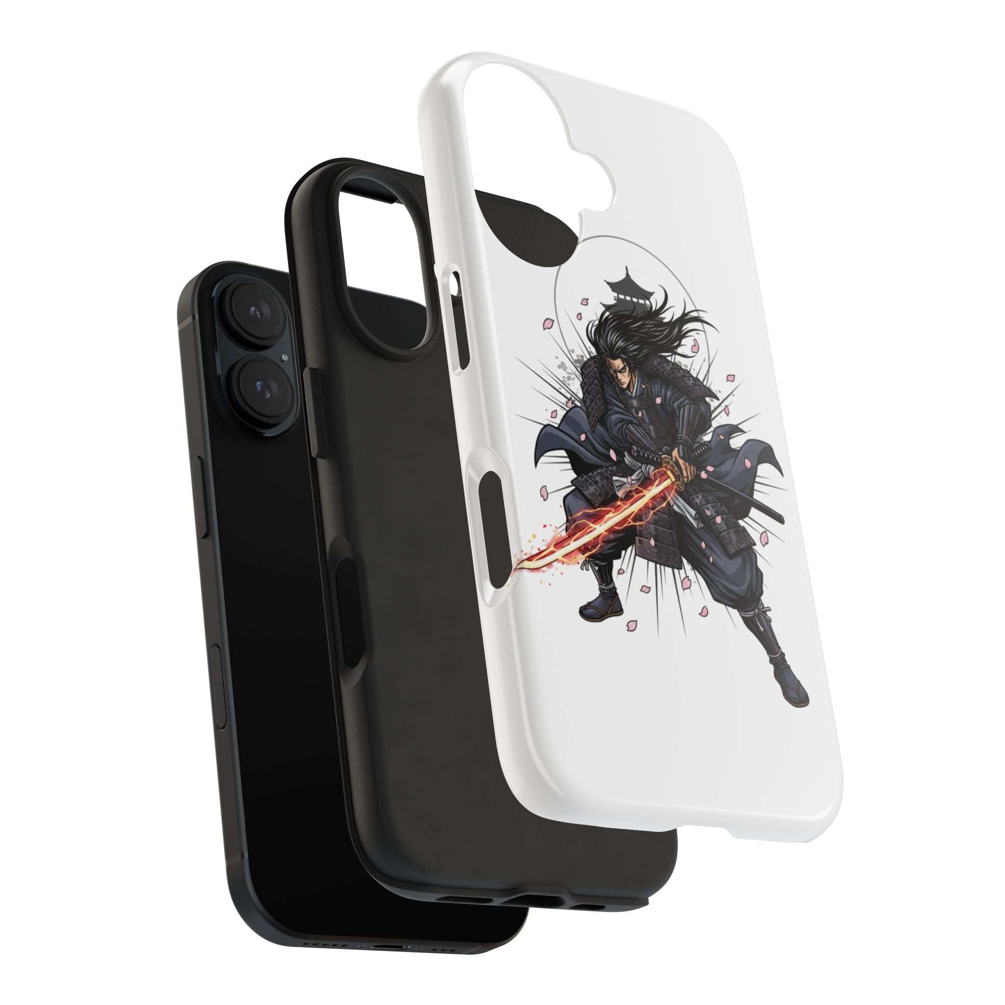 Manga Samurai Flip Phone Case | Anime Katana Warrior Art, Wallet Cover Card Slots, Japanese Shonen Style Folio, Gift for Anime Fans