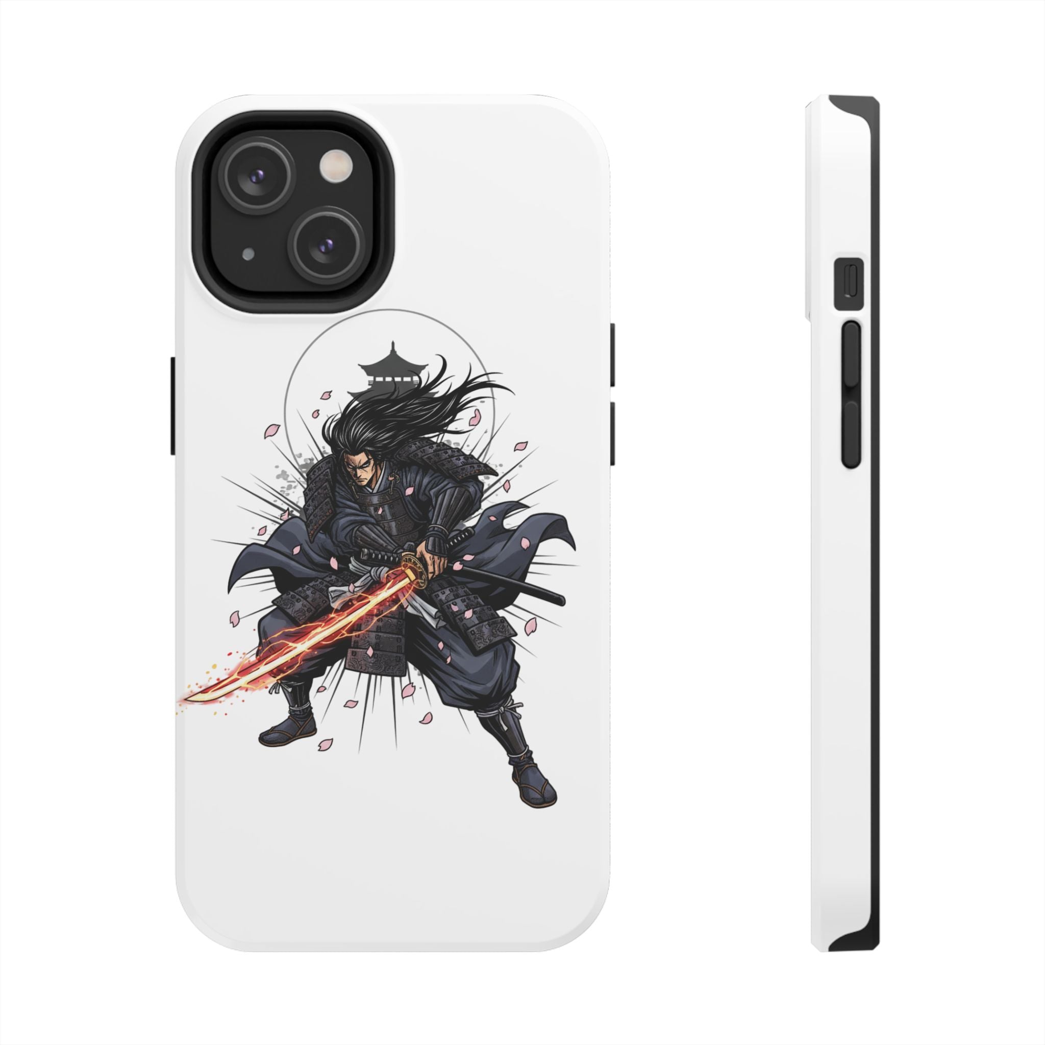 Manga Samurai Flip Phone Case | Anime Katana Warrior Art, Wallet Cover Card Slots, Japanese Shonen Style Folio, Gift for Anime Fans