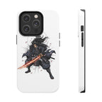 Manga Samurai Flip Phone Case | Anime Katana Warrior Art, Wallet Cover Card Slots, Japanese Shonen Style Folio, Gift for Anime Fans