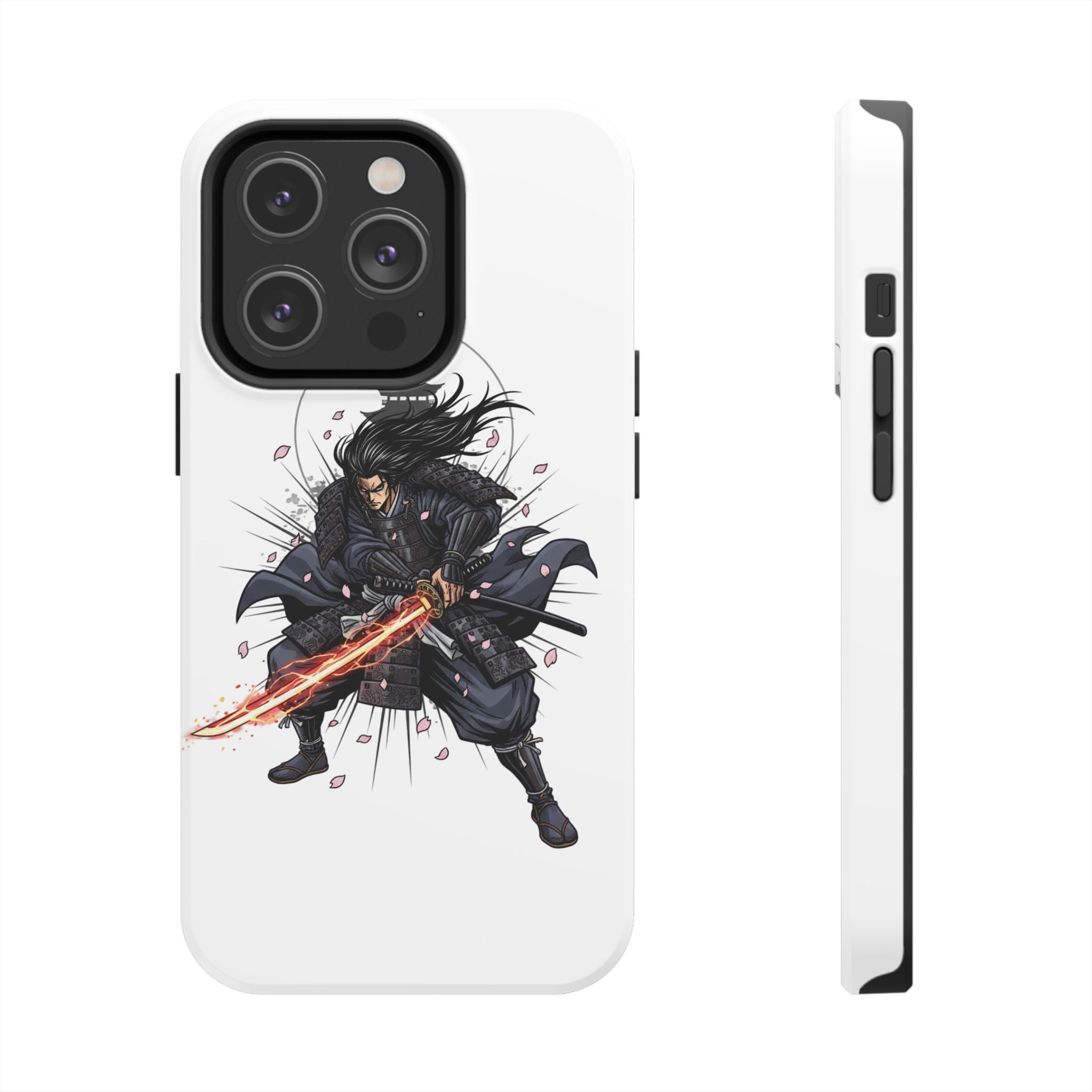 Manga Samurai Flip Phone Case | Anime Katana Warrior Art, Wallet Cover Card Slots, Japanese Shonen Style Folio, Gift for Anime Fans