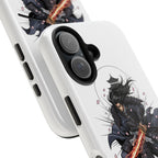 Manga Samurai Flip Phone Case | Anime Katana Warrior Art, Wallet Cover Card Slots, Japanese Shonen Style Folio, Gift for Anime Fans