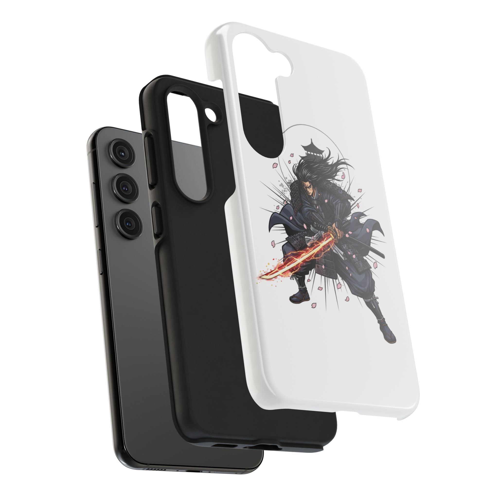 Manga Samurai Flip Phone Case | Anime Katana Warrior Art, Wallet Cover Card Slots, Japanese Shonen Style Folio, Gift for Anime Fans