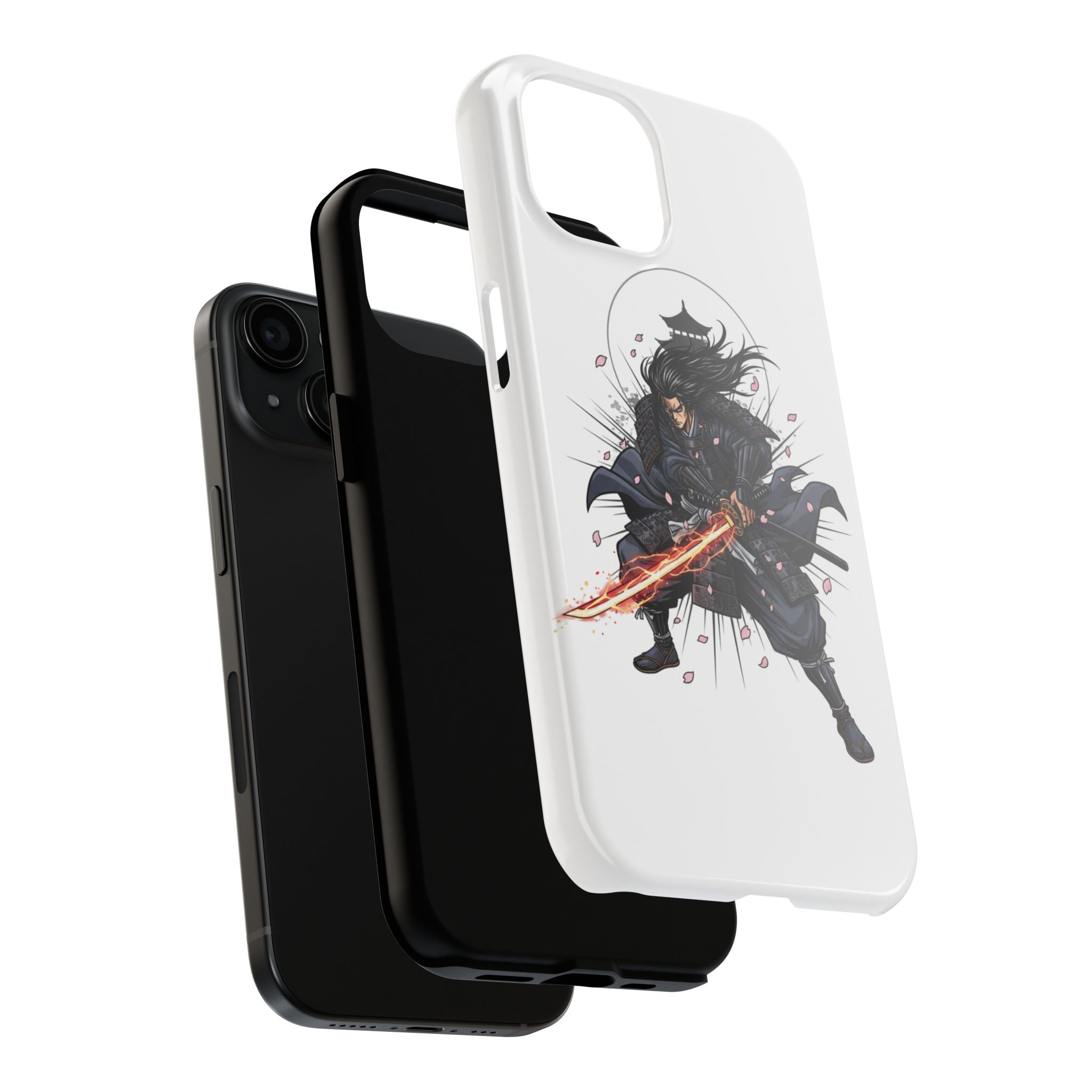 Manga Samurai Flip Phone Case | Anime Katana Warrior Art, Wallet Cover Card Slots, Japanese Shonen Style Folio, Gift for Anime Fans